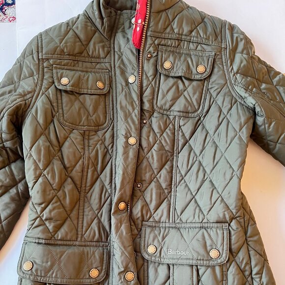 Barbour Women Emma Quilted Jacket Size 4 Olive Green - Picture 1 of 9